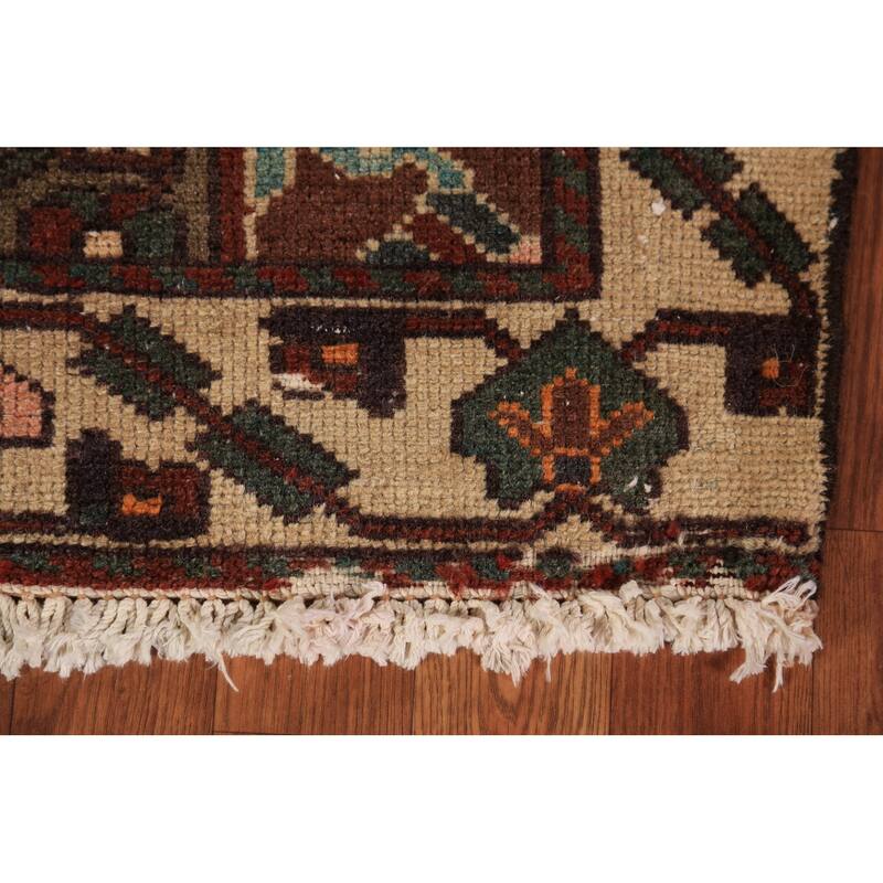 Red Geometric Bakhtiari Persian Rug Handmade Wool Carpet - 4'7" x 6'6"