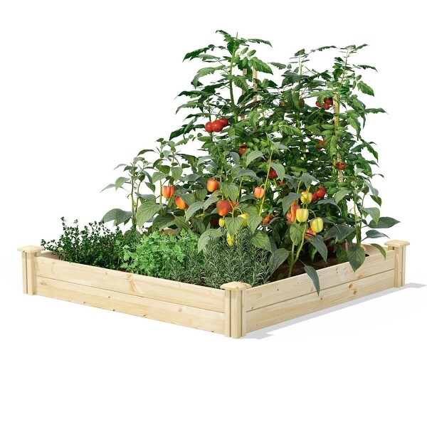 4 ft x 4 ft Pine Wood Raised Garden Bed - Made in USA - 48"w-48"l-7"H