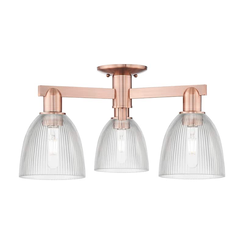 Innovations Lighting 716-3F-11-24 Castile Semi-Flush Castile 3 Light - Antique Copper / Clear