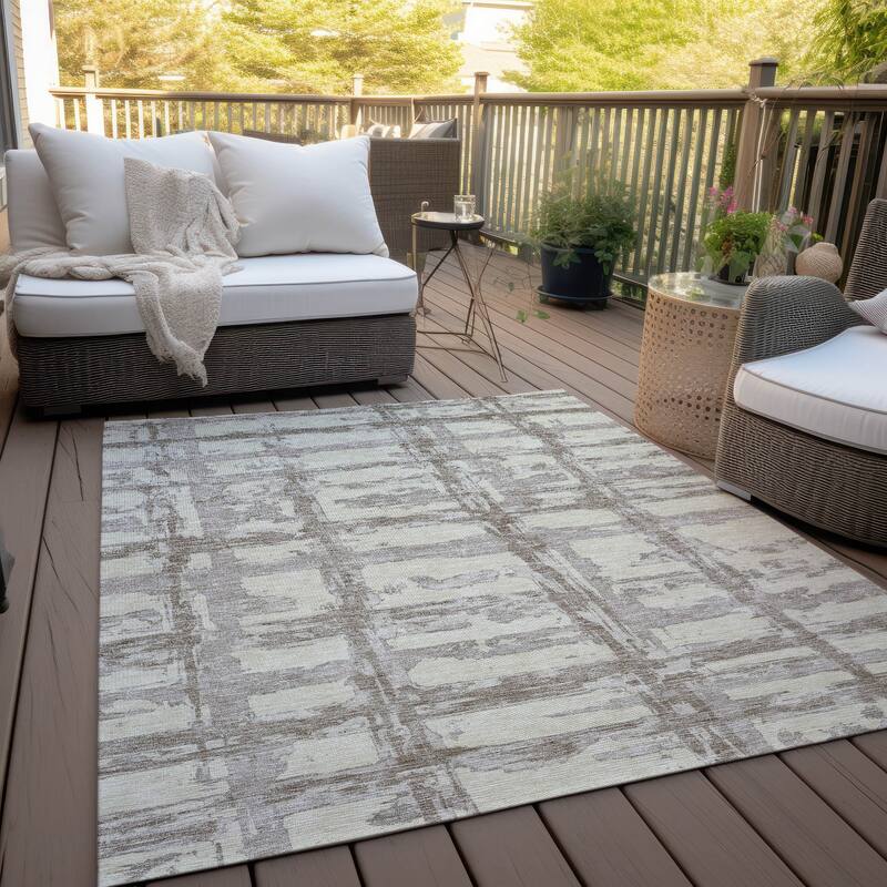 Machine Washable Indoor/ Outdoor Chantille Contemporary Abstract Rug