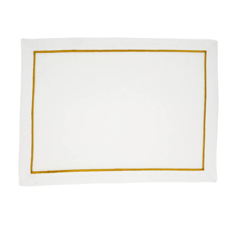Embroidered Line Design Placemat (Set of 4) - 14"x20" - Gold