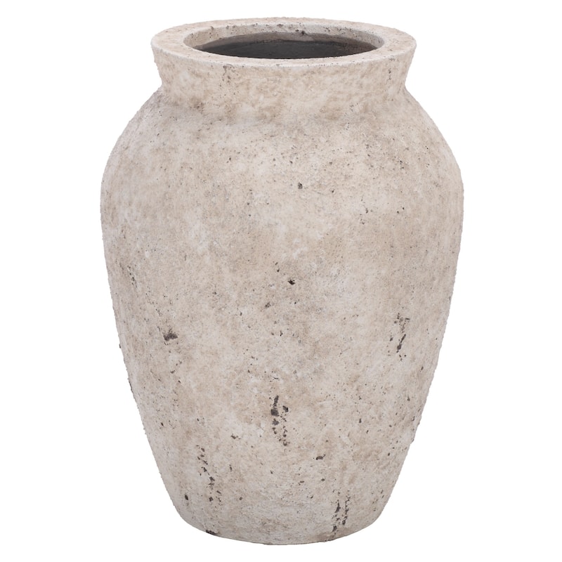SAFAVIEH Outdoor Patio Furniture Bolton Planter Pot with Drainage - 12"W x 12"D x 16"H - Antique White
