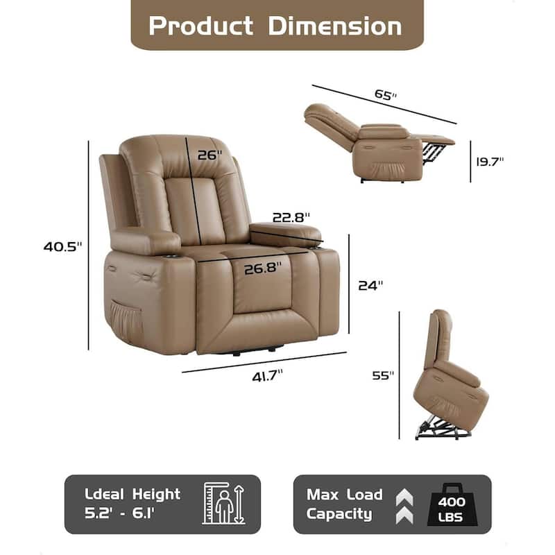 Adjustable Electric Heat and Massage Power Recliner Chair, Single Sofa