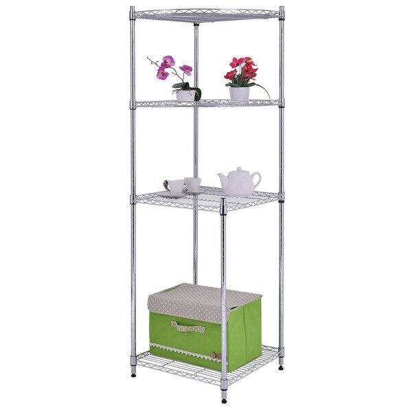 Gymax 4 Tier Coner Shelf Storage Rack Organizer Steel