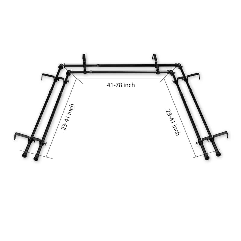 Bay Window Curtain Rod Double Black Adjustable Length Drapery Rod Set Home Decor - M