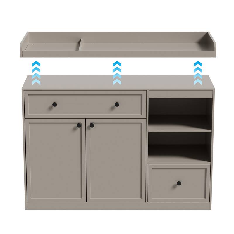 Changing Table Dresser with Drawers and Shelves