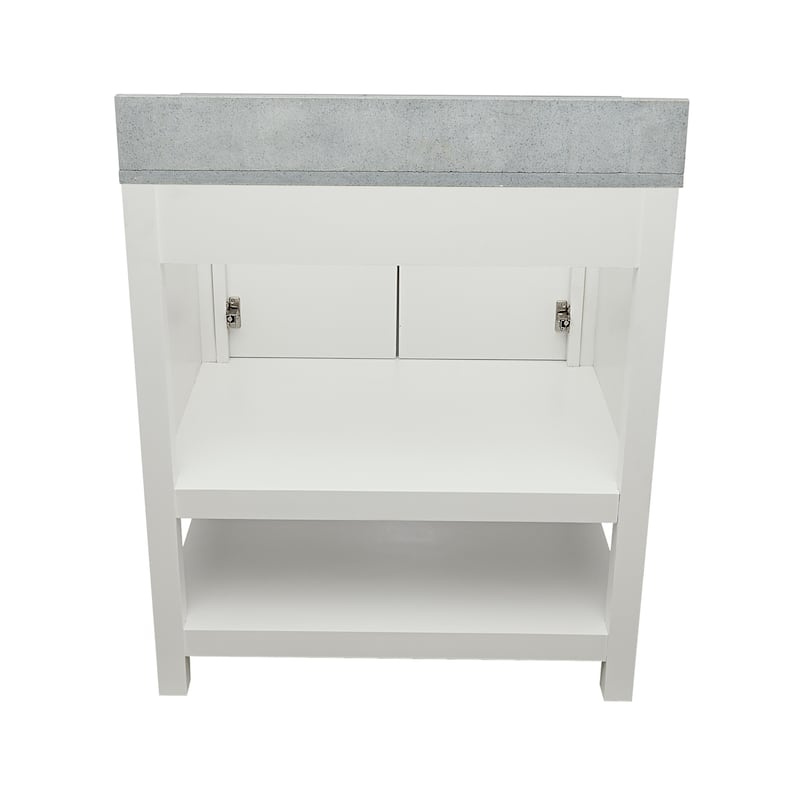 Taos 31" Bathroom Vanity with Cultured Marble Vanity Top Sink in White with White Basin