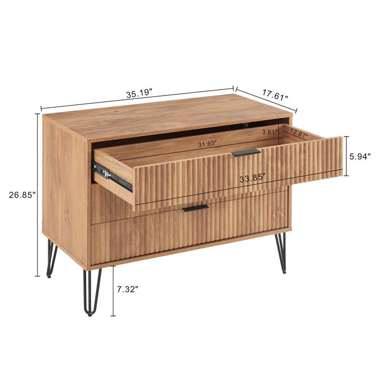 Manhattan Comfort 2-Piece Dumbo Modern Standard 3-Drawer Dresser Nightstand Set