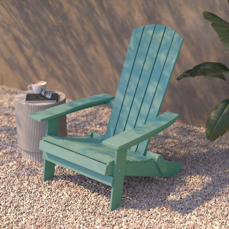 Set of 2 Poly Resin Folding Adirondack Chair-Indoor/Outdoor Patio Chair