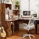 preview thumbnail 49 of 47, L Shaped Desk with File Cabinet and Hutch, Home Office Corner Computer Desk with Drawers and Charge Station