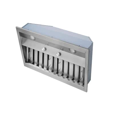 Hauslane R200 Pro-Style 30-inch Built-In Range Hood 18” Deep Full-Size Handles Professional-Grade Baffle Filters LED Stainless