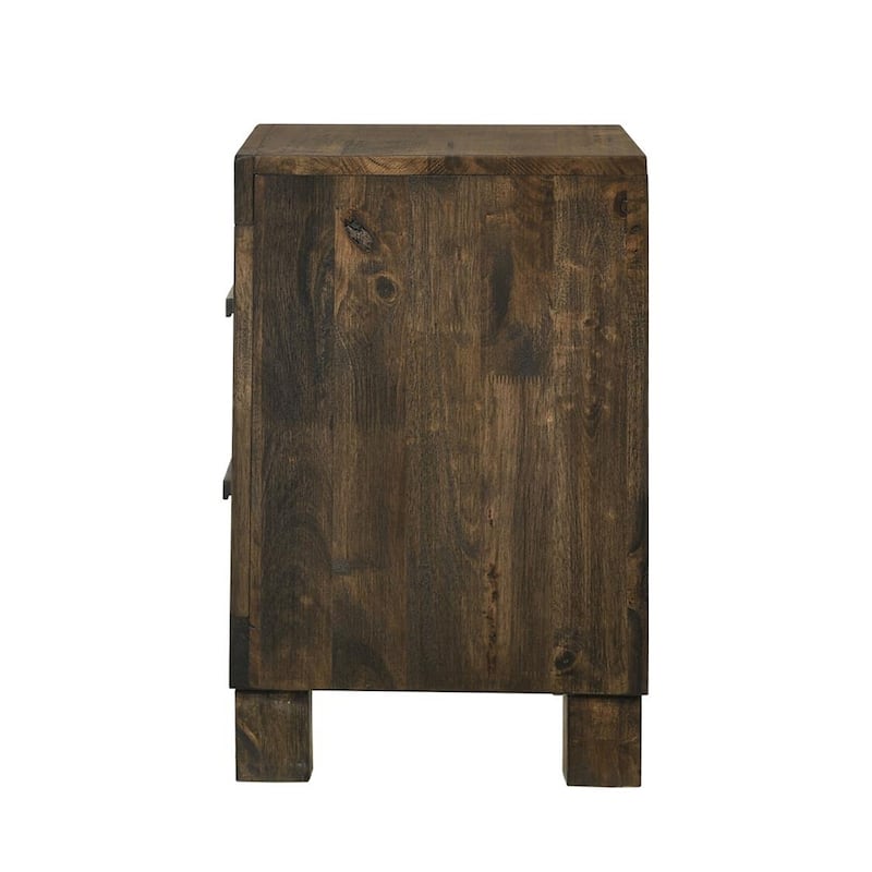 2 Drawers Wooden Nightstand in Golden Brown