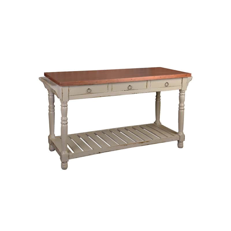 Kitchen Island SIDEBOARD with Storage - 3 Drawers, Large Shelf, Solid Wood Buffet - Fully Assembled