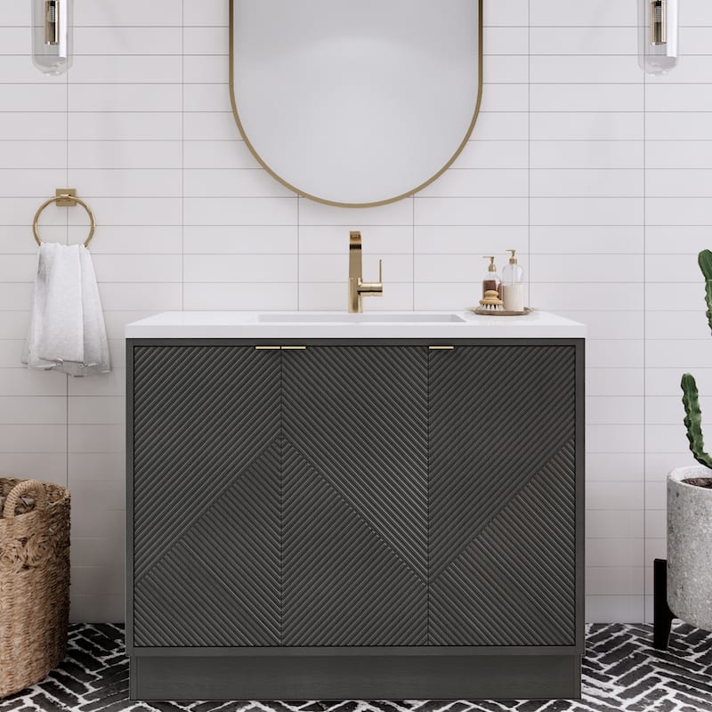 Milano 42" Freestanding (Left Doors) Bathroom Vanity with Reinforced Acrylic Sink