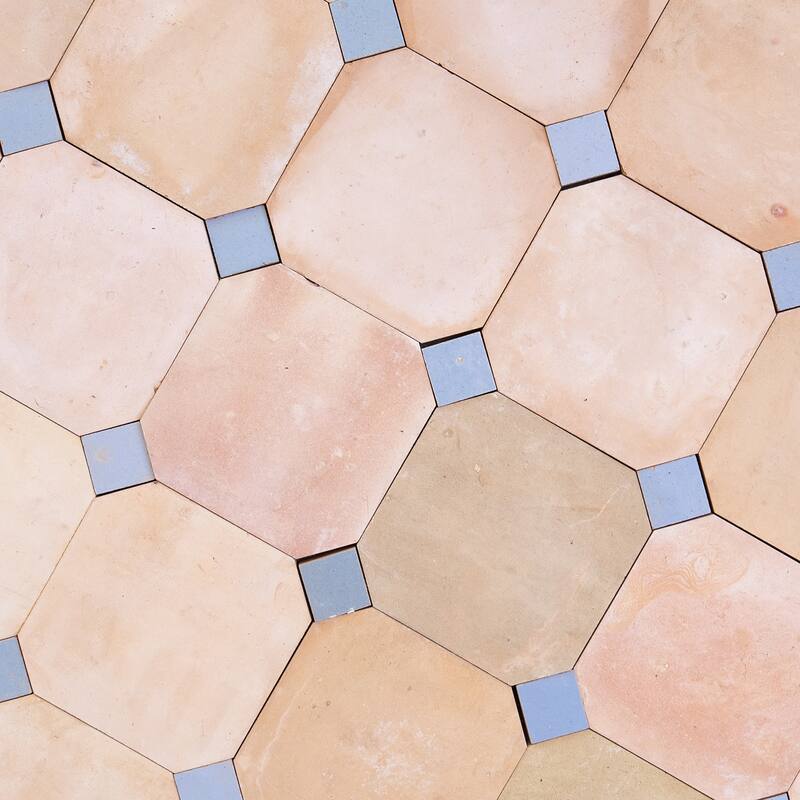 Contemporary Zellige Panels,12''x12''x0.5'', Terracotta - Dusty Blue