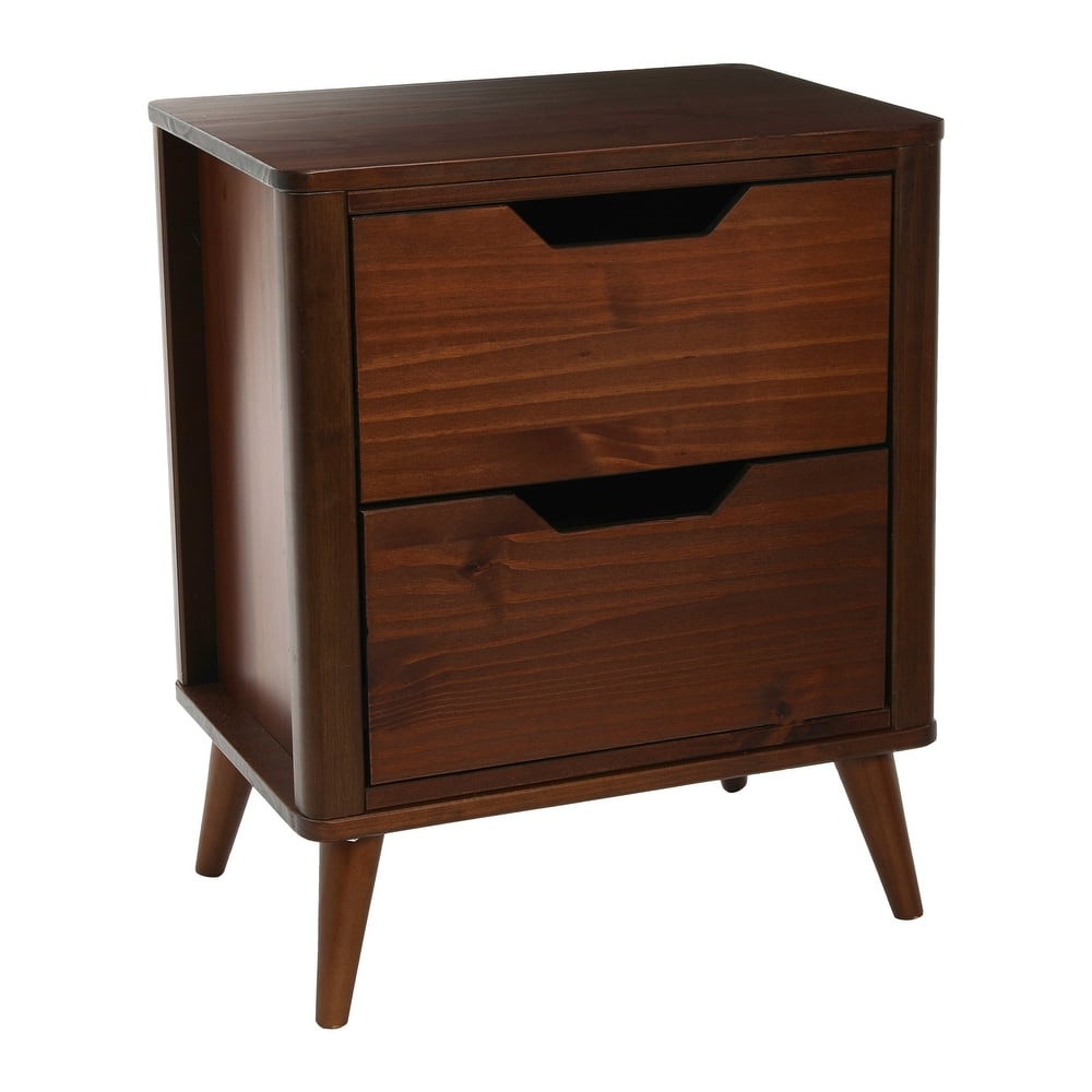 Yume Solid Wood Nightstand with 2 Storage Drawers