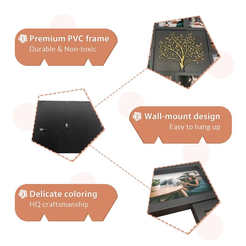 HELLO LAURA 8 Opening 4x6 Picture Frame Collage Family Tree Wall Hanging