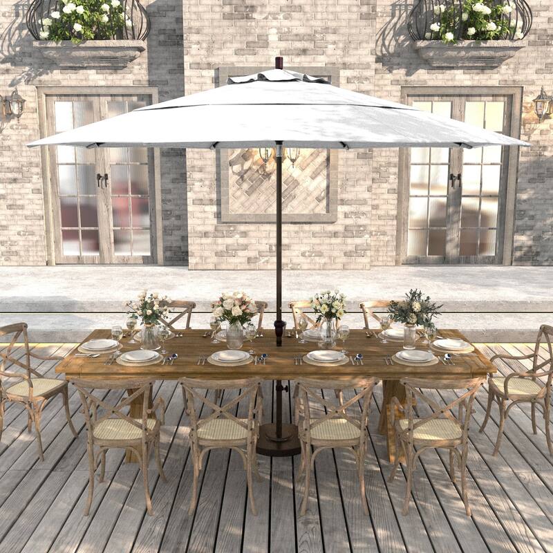 California Umbrella 11' Round Aluminum Crank Open Auto Tlit Patio Umbrella, Bronze Finish, Double Wind Vent.