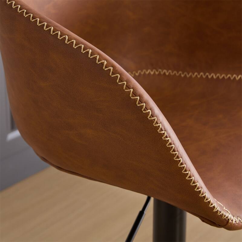 Adjustable Swivel Leather Upholstered Counter Height Bar Stool w/ Base