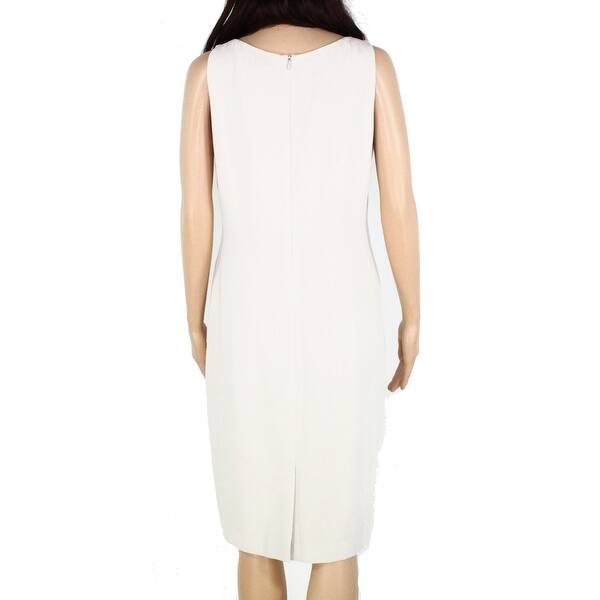 Shop Louben Womens Dress Oatmeal Beige Size 8 Sheath Back Slit Crepe On Sale Free Shipping On Orders Over 45 Overstock 28956176