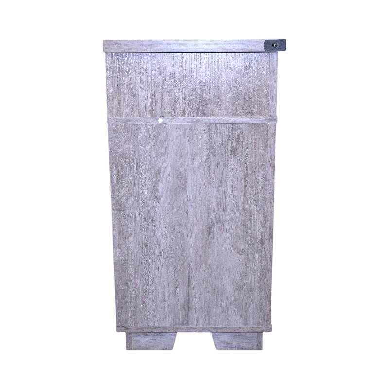 Country Style TV Stand LED TV Stand with Lron Mesh Barn Door and Y Decorative Strip, for Living Rooms, Antique Gray