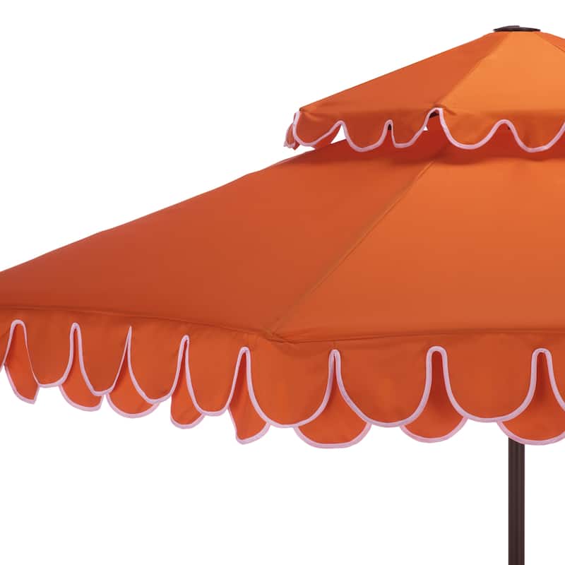 SAFAVIEH Outdoor Kjerstin Valance 9Ft Double Top Umbrella
