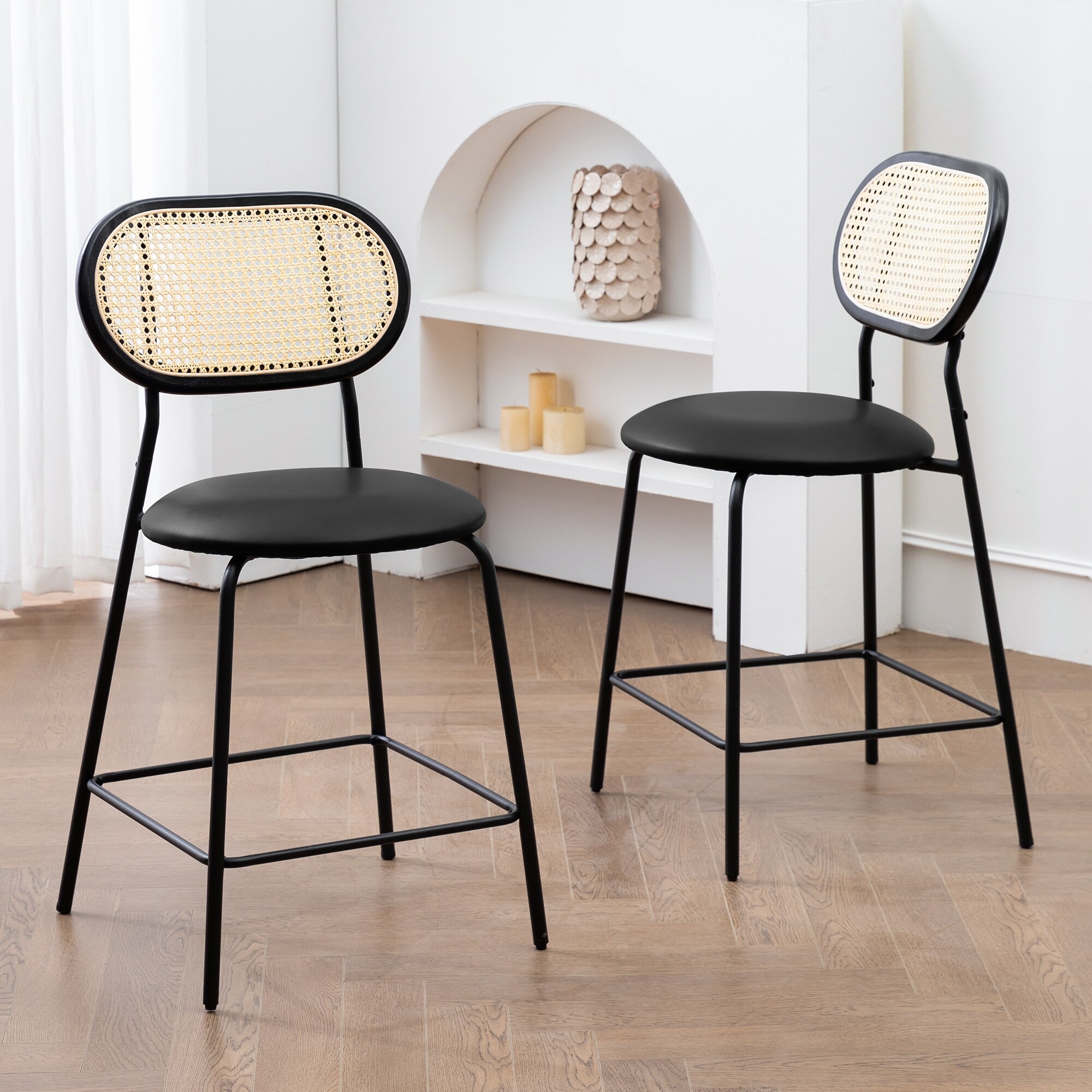 Round cane new arrivals back counter stools