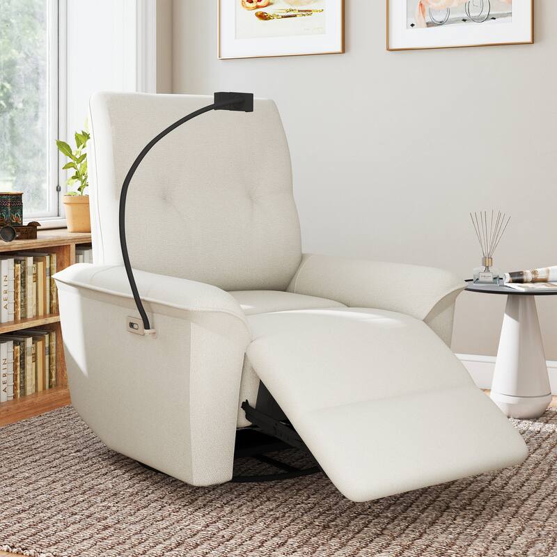 270°Power Swivel Rocker Recliner Chair w/Phone Holder, Electric Glider Reclining Sofa with USB Ports, Power Swivel Glider