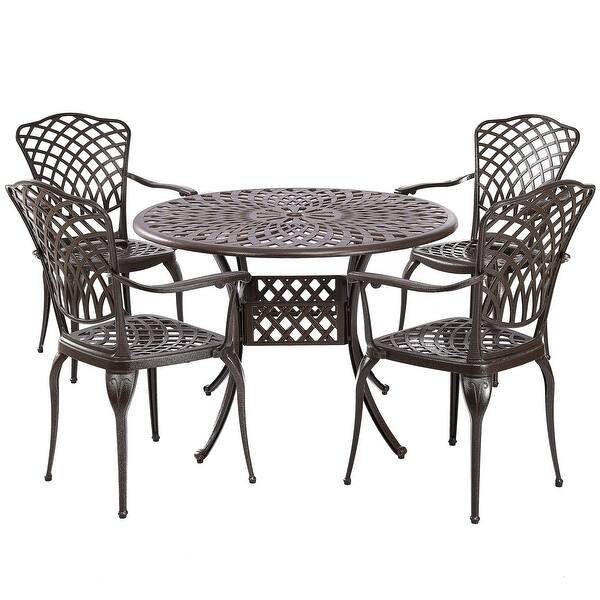 slide 2 of 7, Arden 5-Piece Outdoor Dining Table Set for Patio, Bronze