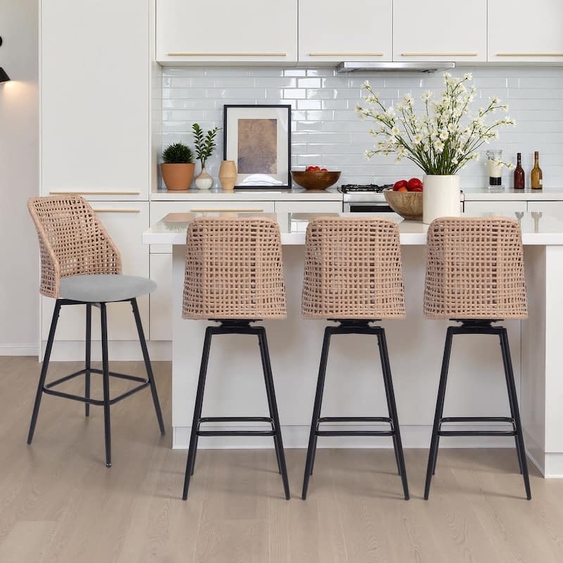 28.7"H Swivel Bar Stools/ Counter Stools with Metal Legs Set of 4 - Set of 4 - Light Grey