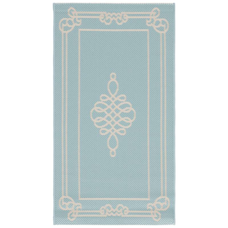 SAFAVIEH Courtyard Vasudha Indoor/ Outdoor Waterproof Patio Backyard Rug - 2' x 3'7" - Aqua/Cream