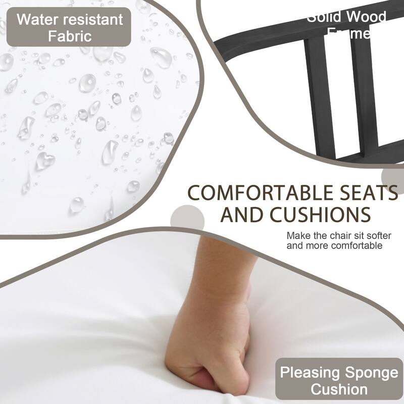 2 Set Patio Teak Wood Outdoor Chair with Cushions