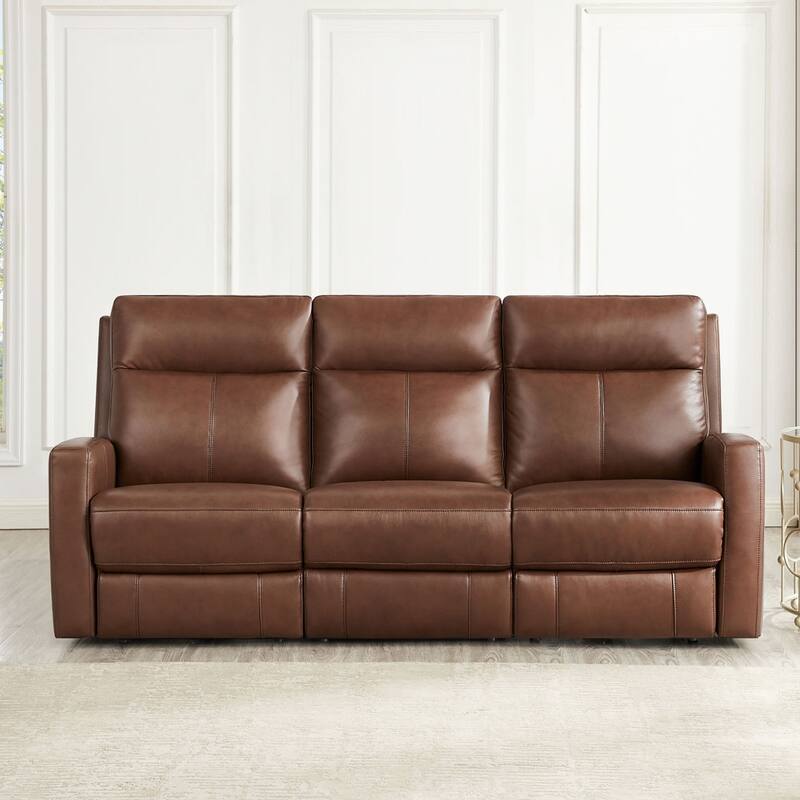 Hydeline Vienna Zero Gravity Power Recline and Headrest Top Grain Leather Sofa - Pecan