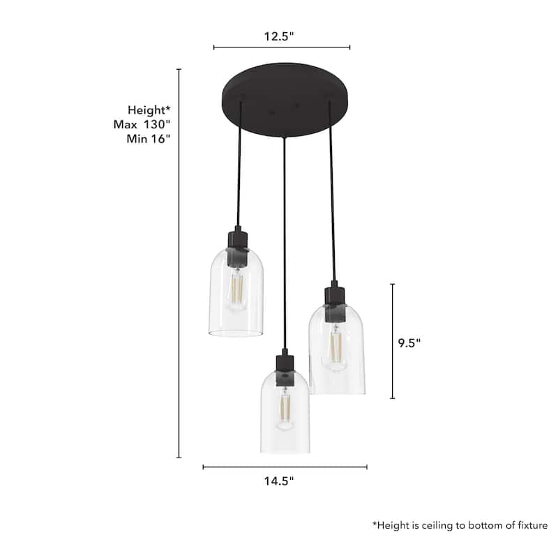 Hunter Lochemeade 3 Light Cluster Ceiling Pendant - Kitchen Island, Dining Table - Modern Farmhouse, Industrial, Contemporary
