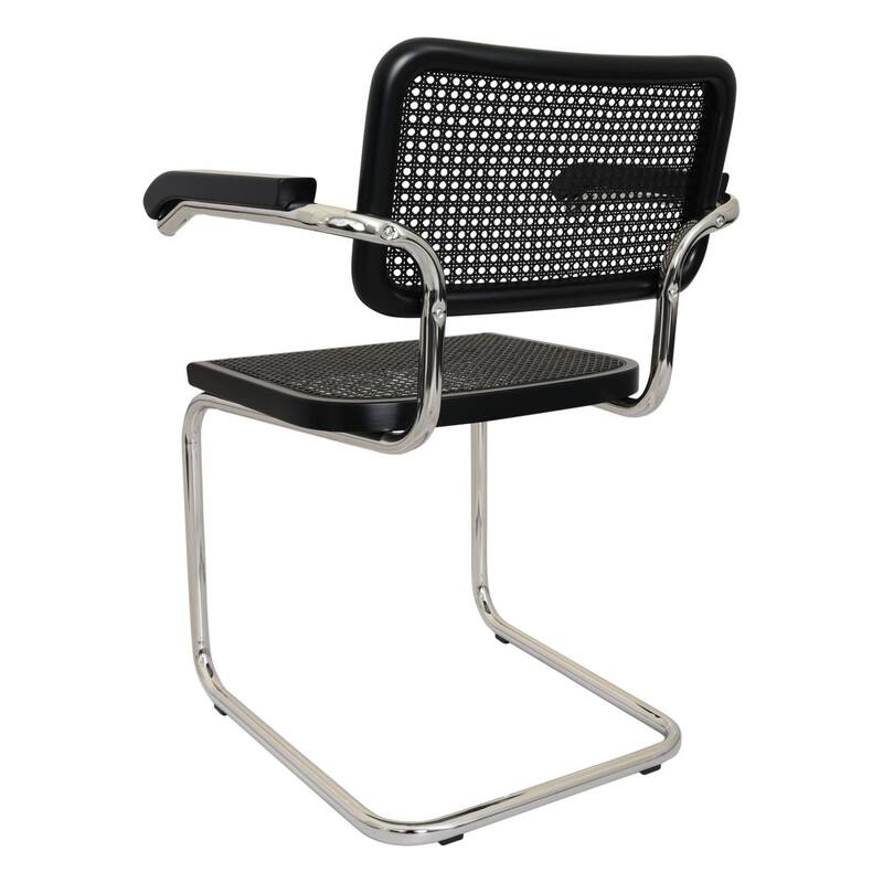 Breuer Chair Company Marcel Breuer Cesca Cane Cantilever Armchair Arm Chair w/ Chrome Steel Frame (Various Wood & Cane Colors)