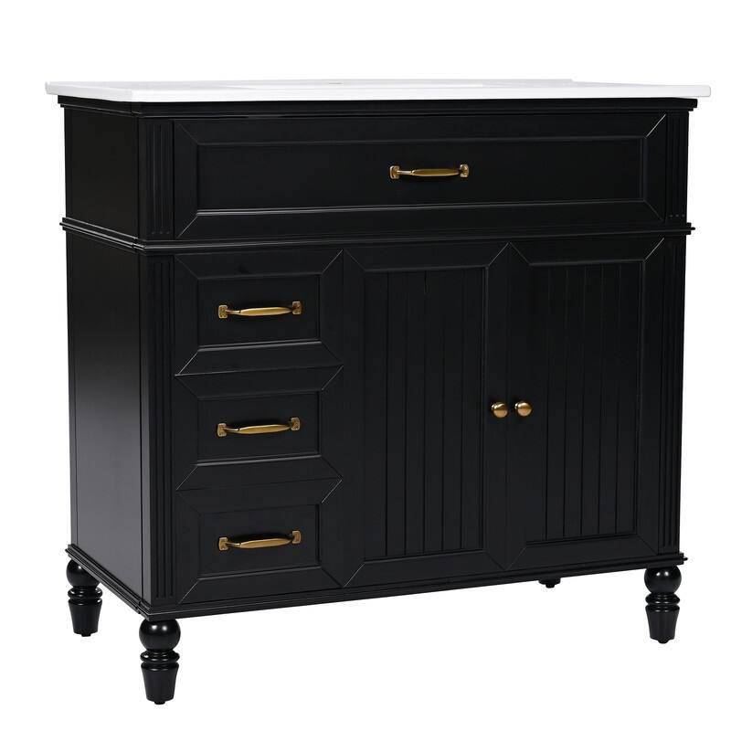 Modern Bathroom Vanity with 36" Ceramic Sink Set, Storage Cabinet with 2 Drawers, Freestanding Bathroom Cabinet