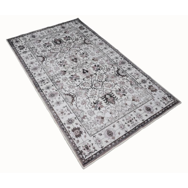 Bibb Home Washable Flannel Printed Area Rug with Latex Back