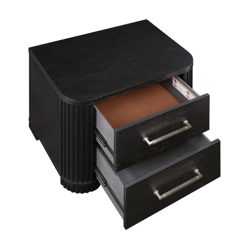 Charcoal Finish 3pc Bedroom Set Storage Bed and Two Nightstands