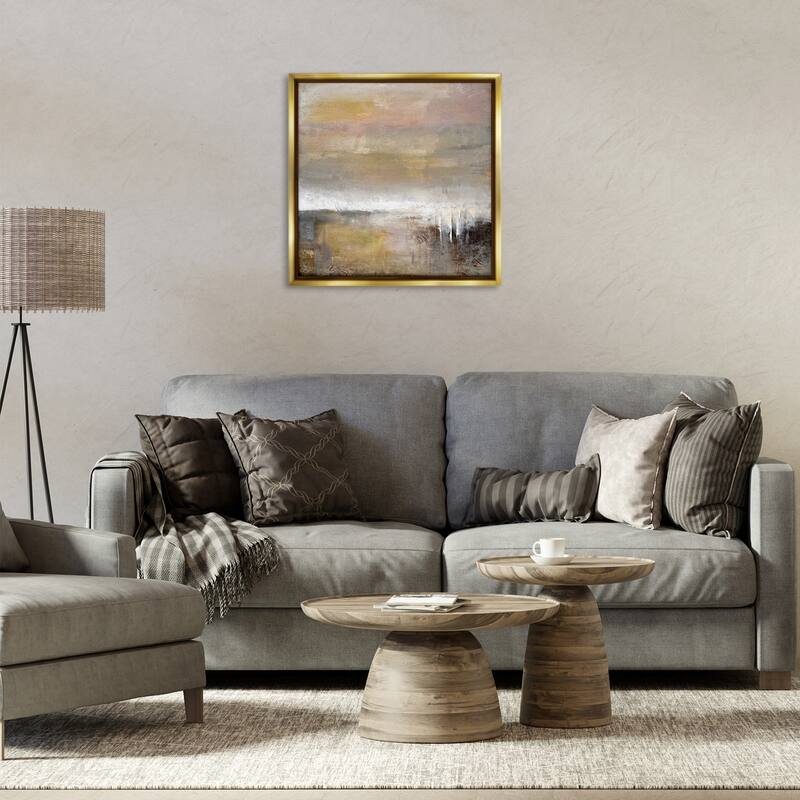 Stupell Neutral Earthy Abstract Landscape Framed Floater Canvas Wall Art Design By Karen Hale