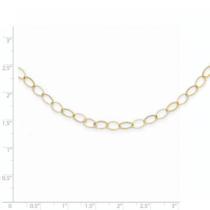 Curata 14k Yellow Gold 18" Polished Lightweight Oval Link Necklace