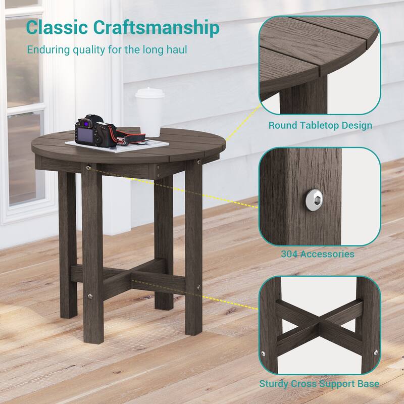 HDPE All-weather Outdoor Side Table, Easy Install Patio Table