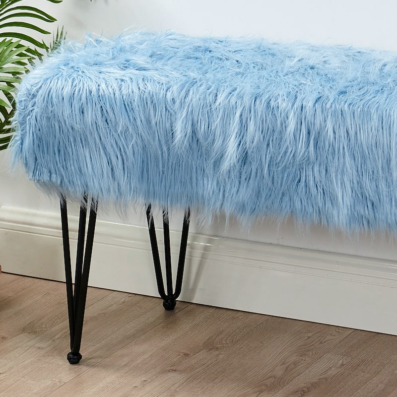 Home Soft Things Mongolian Fauxfur Ottoman 46"x16"x22" with Table Legs