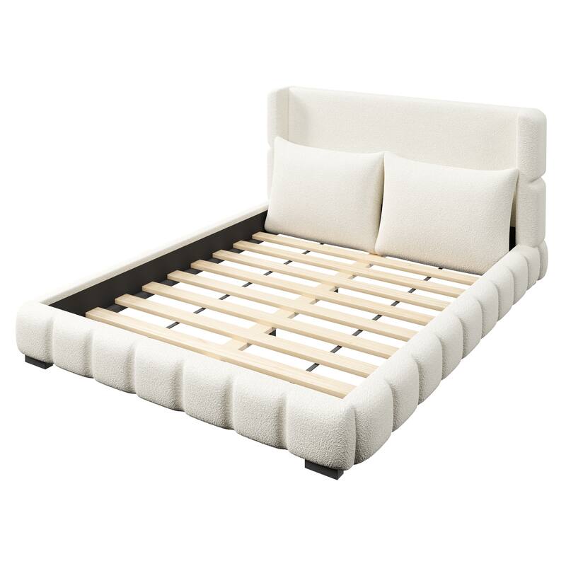 Upholstered Platform Bed with 2 Cushioned Pillows by Harper&Bright Designs