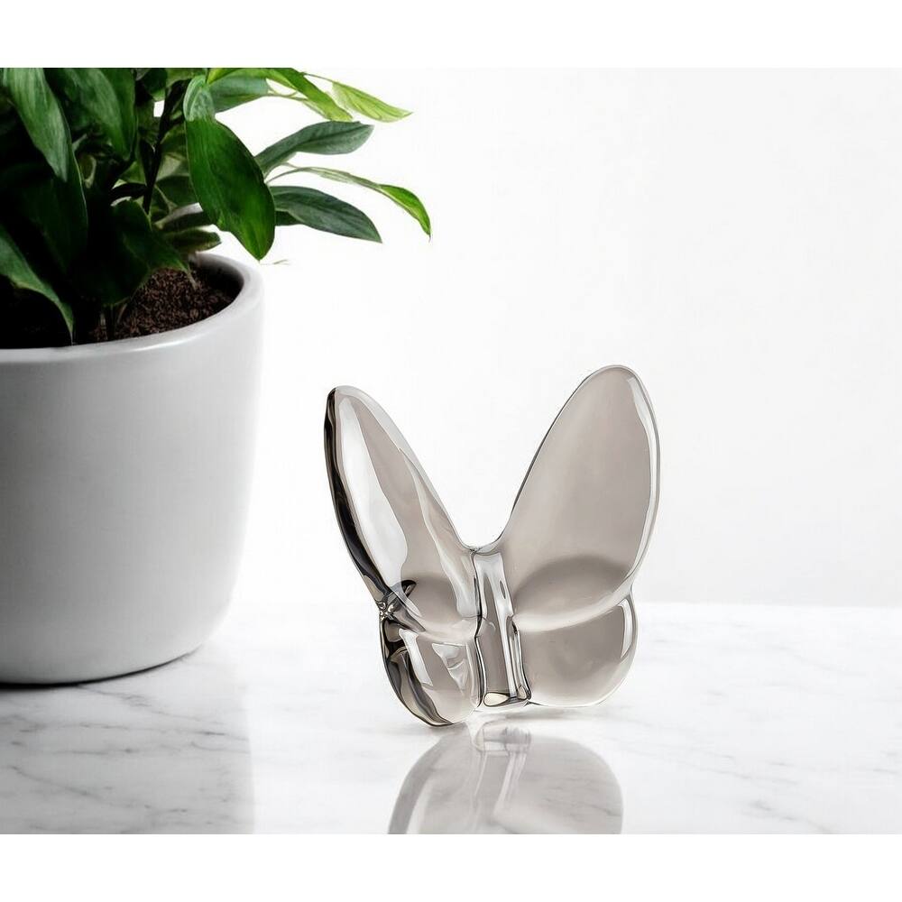 HomeRoots 3" Gray Crystal Butterfly Figurine Tabletop Sculpture