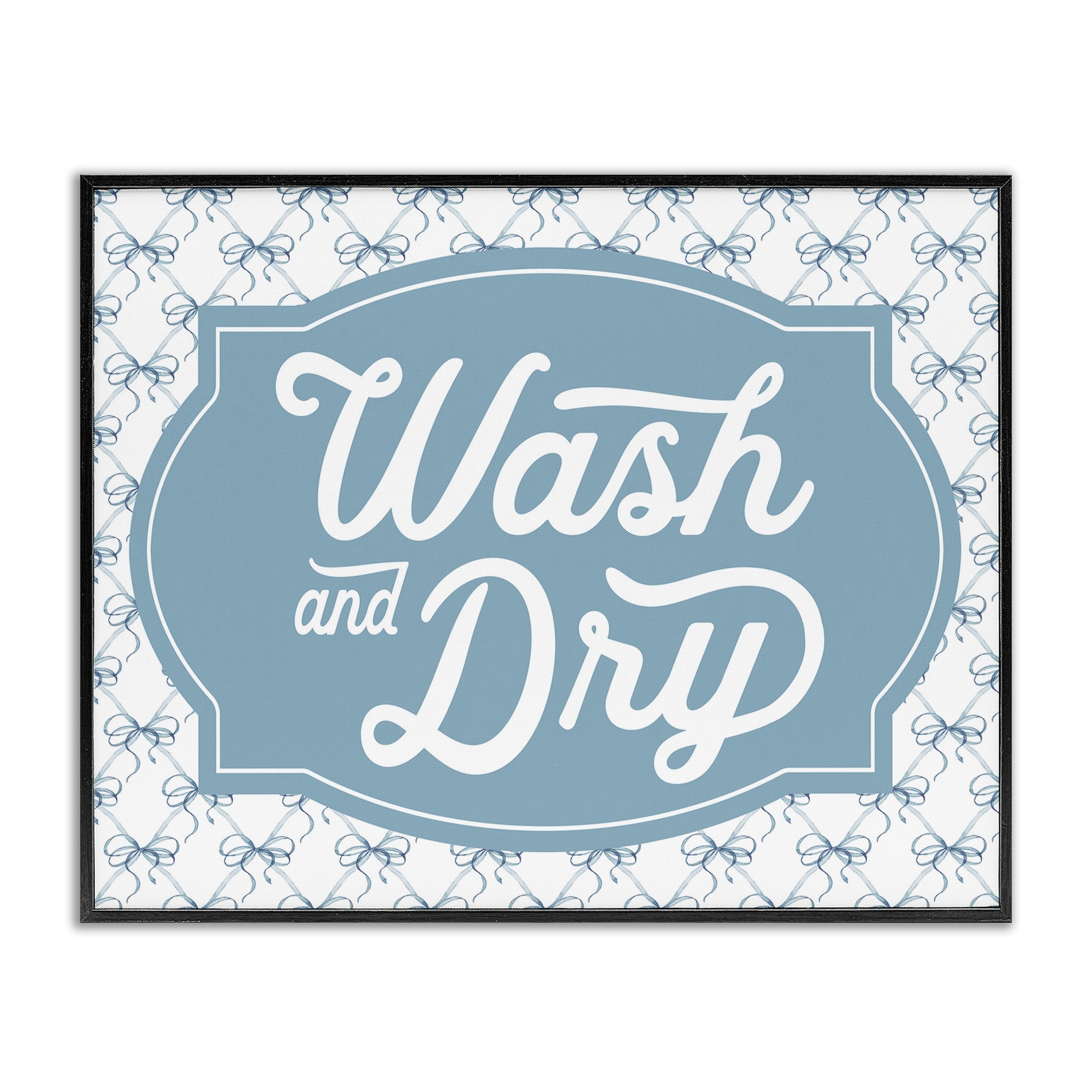 Stupell Wash & Dry with Bow Pattern Framed Giclee Art Design By Lettered and Lined
