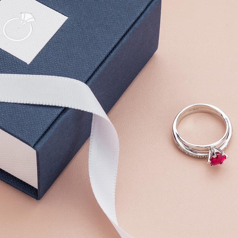 Sterling Silver 1 ct Created Ruby Birthstone Ring