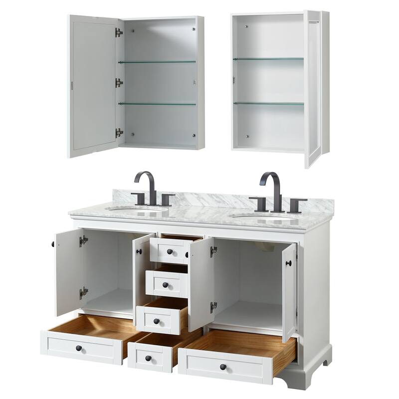 Wyndham Collection Deborah 60" Free Standing Double Vanity Set with
