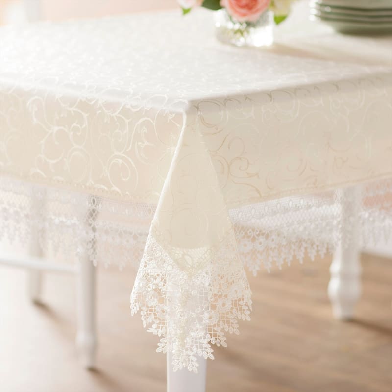 Violet Linen Flower Bow Vintage Lace Pattern Tablecloths