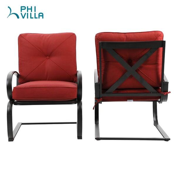 Shop Patio Big X Design C Spring Metal Lounge Cushioned Chairs And Bistro Table Set Overstock 30125316