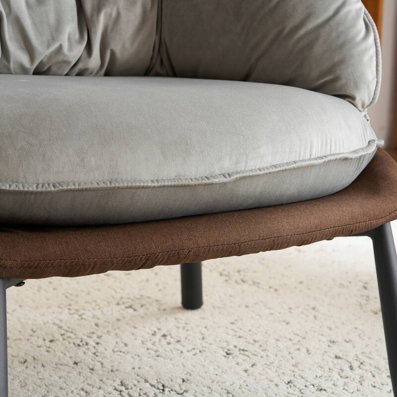 Modern Velvet Accent Chair with Wooden Frame and Black Metal Legs for Living Room or Lounge Seating - 27.4"L x 27"W x 29.1"H